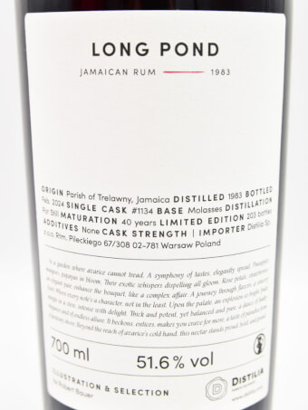 ロングポンド　1983/2024 40年 51,6% 700ml ラム酒 Long Pond 1983/2024 40YO 51.6% cask#1134 - whiskymarket.com